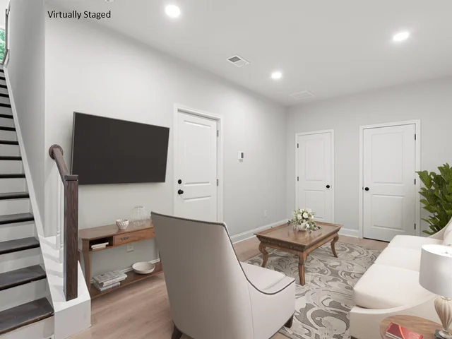 185 Cherry Springs Virtually Staged downstairs w words Jensen interior Bldg 24