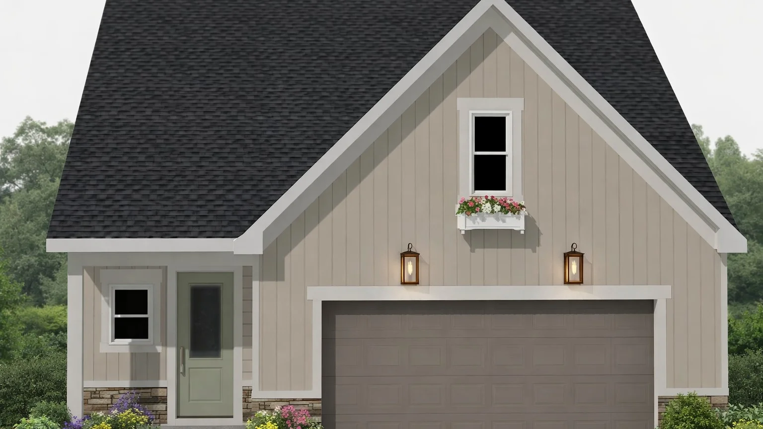 Rendering Exterior Brooke IIII Lot 2 Meadow Springs - Lot 2 (Brooke vs 3) (Farmhouse) (Cobblestone)