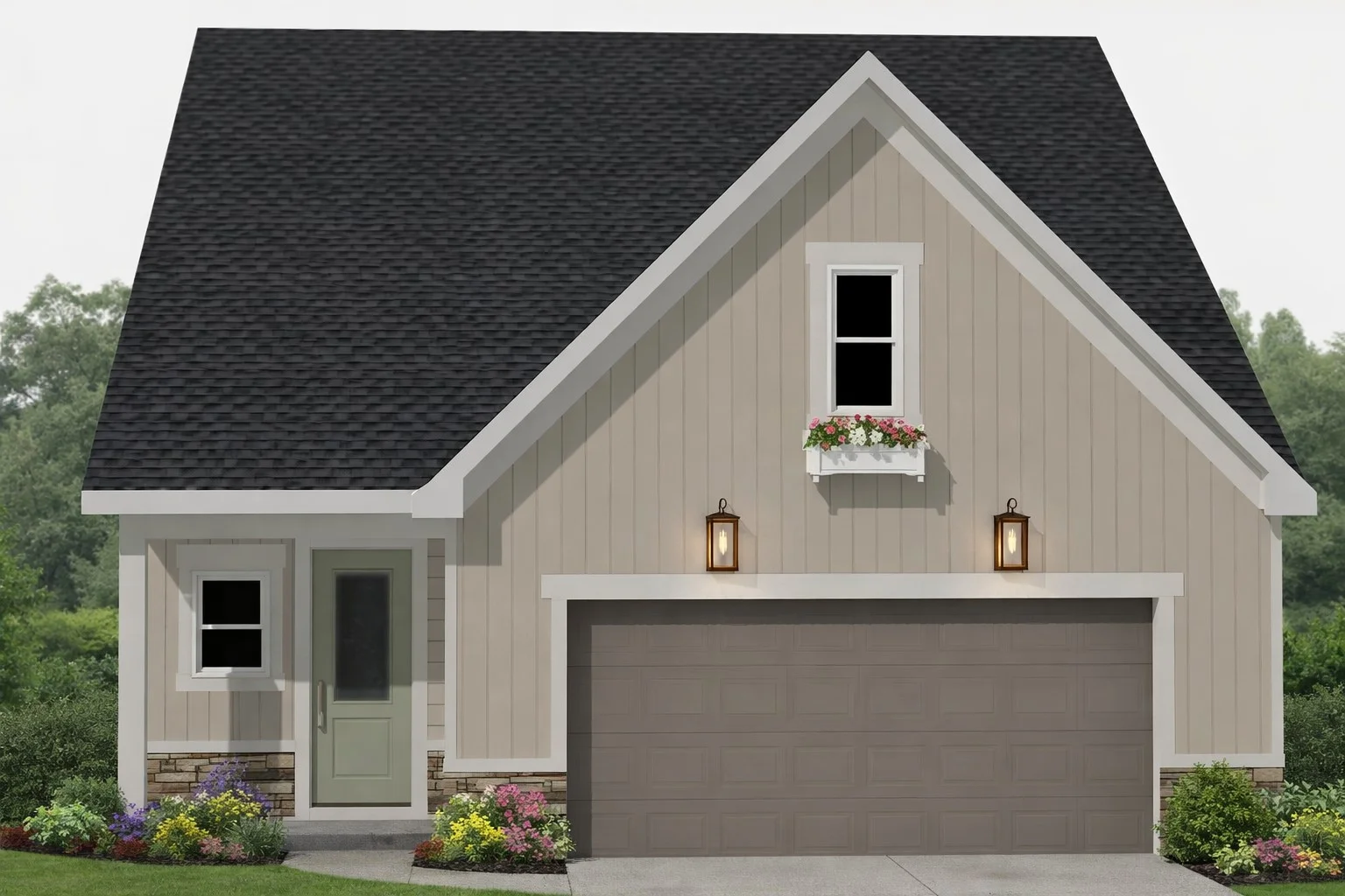 Rendering Exterior Brooke IIII Lot 2 Meadow Springs - Lot 2 (Brooke vs 3) (Farmhouse) (Cobblestone)