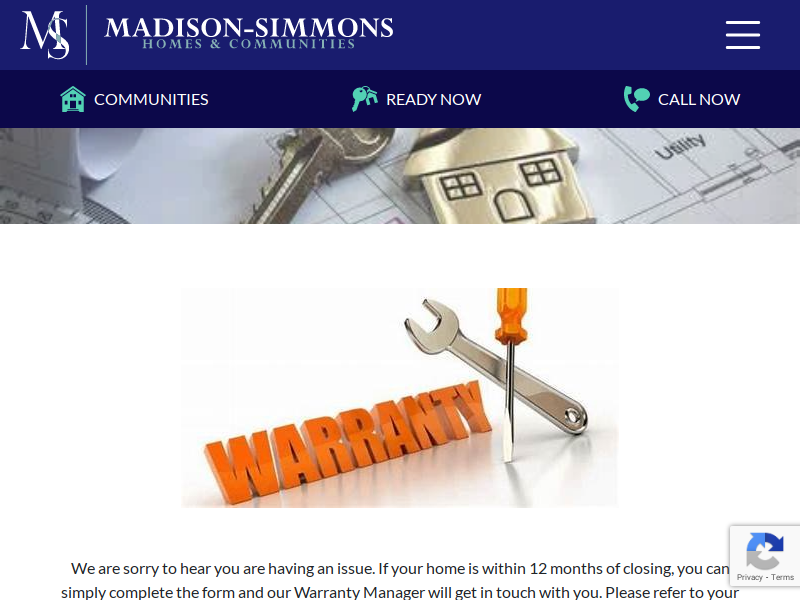MadisonSimmons Homes • Warranty Request Resources